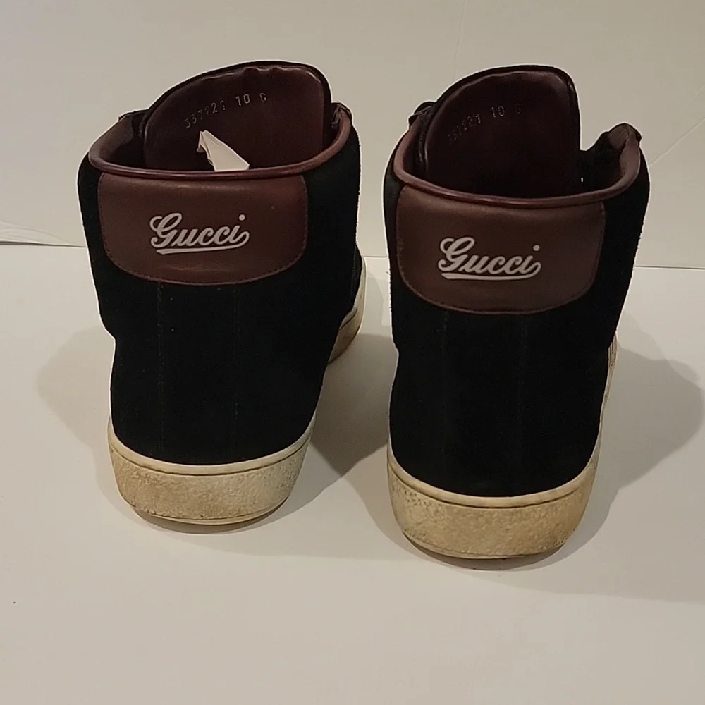 Gucci Authentic Suede High Top Web Coda UK 10 US 11 black suede red